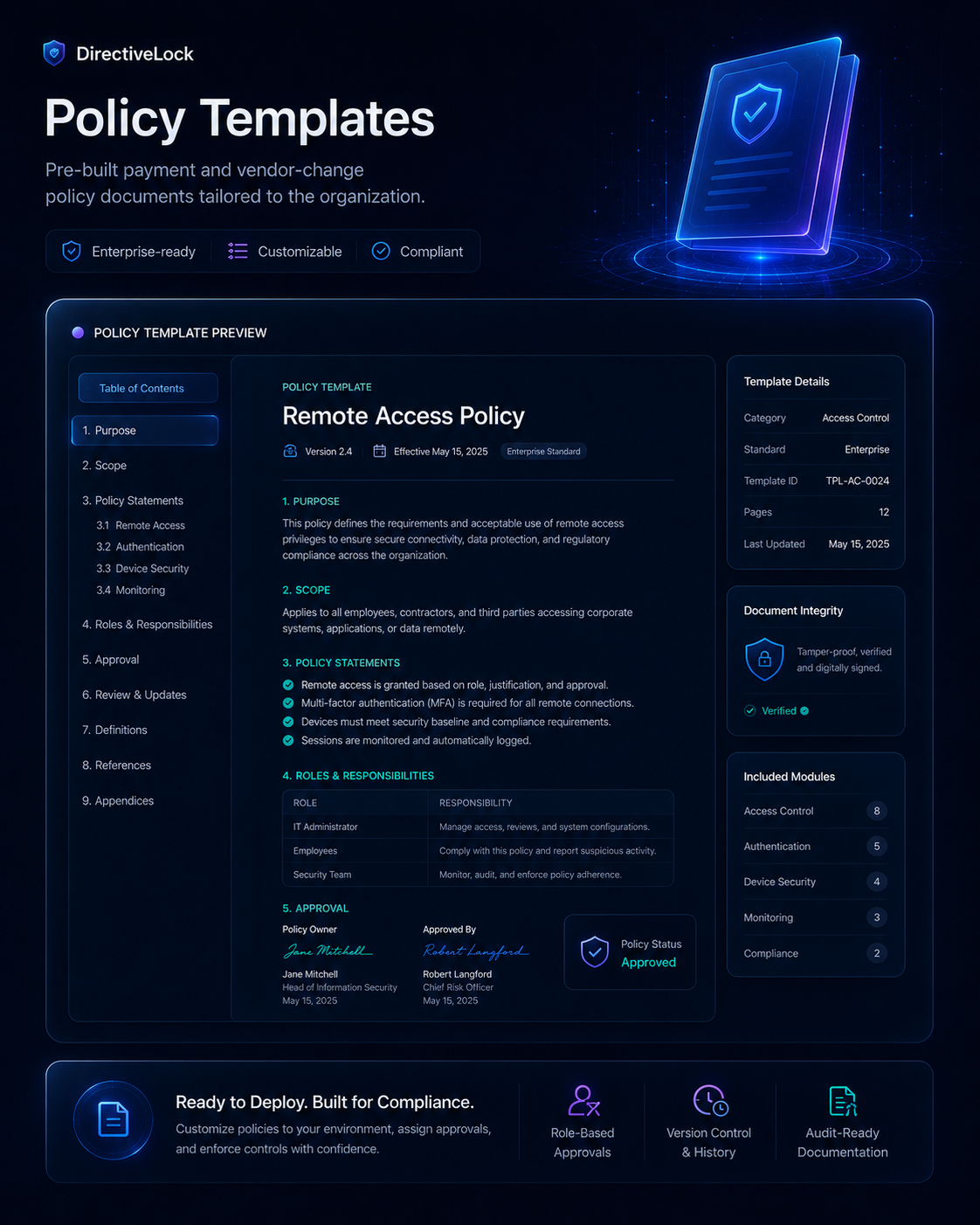 DirectiveLock policy templates mockup