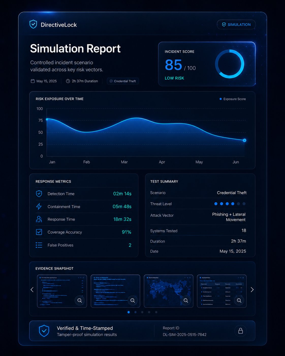 DirectiveLock simulation report mockup